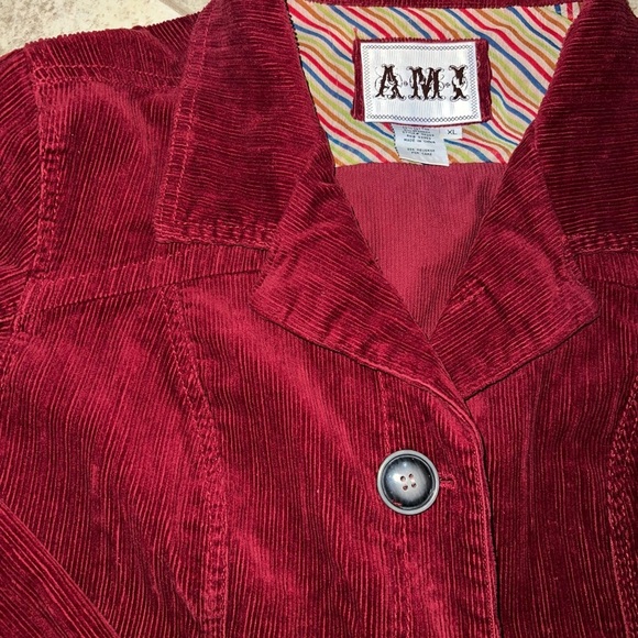 American Vintage A.m.i. Burgundy red corduroy button down jacket - XLarge - Picture 5 of 6